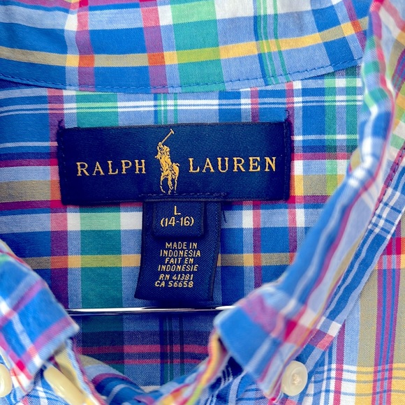 RALPH LAUREN Large (14-16) Boys. 100% Cotton Button Down Stripes Year Round. - Picture 2 of 4